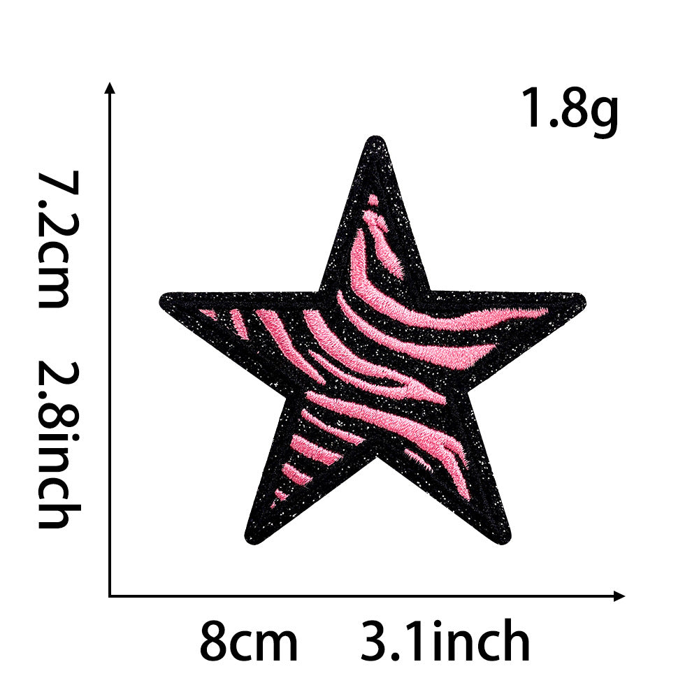 Wholesale Zebra Pattern Heart Lightning Star Series Embroider DIY Patches