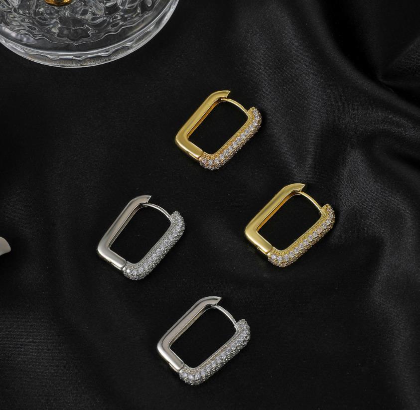 Pendientes geométricos de circón de circón de cobre al por mayor de cobre pendientes geométricos