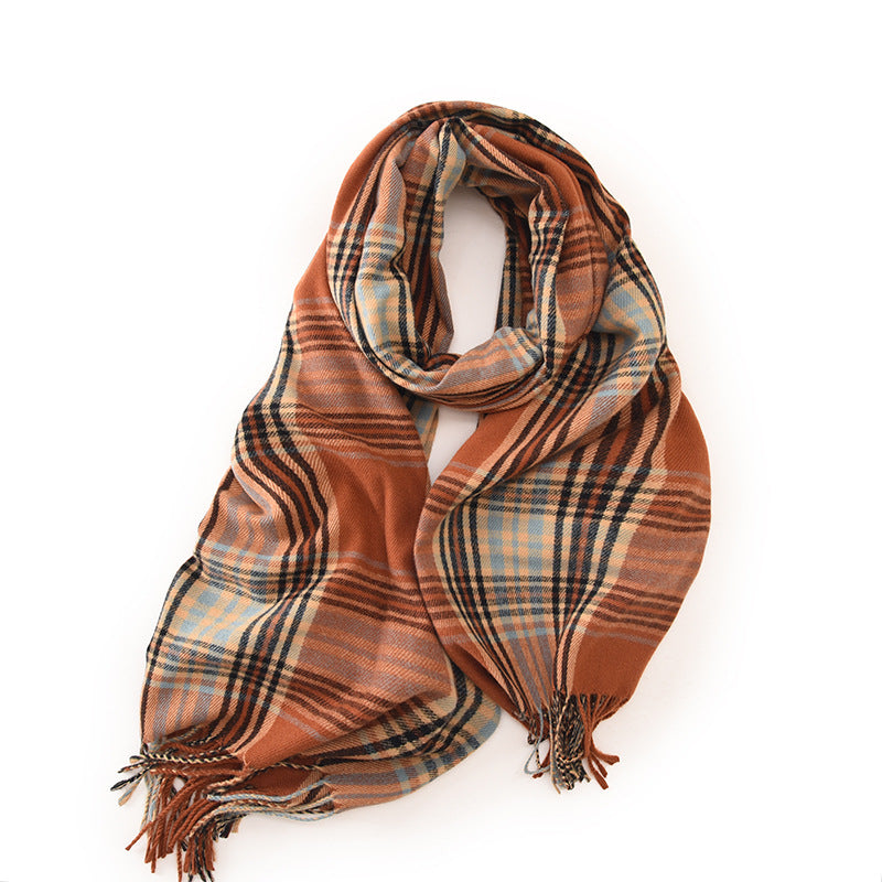 Wholesale Autumn and Winter Plaid Tassel Imitation Cashmere Scarf