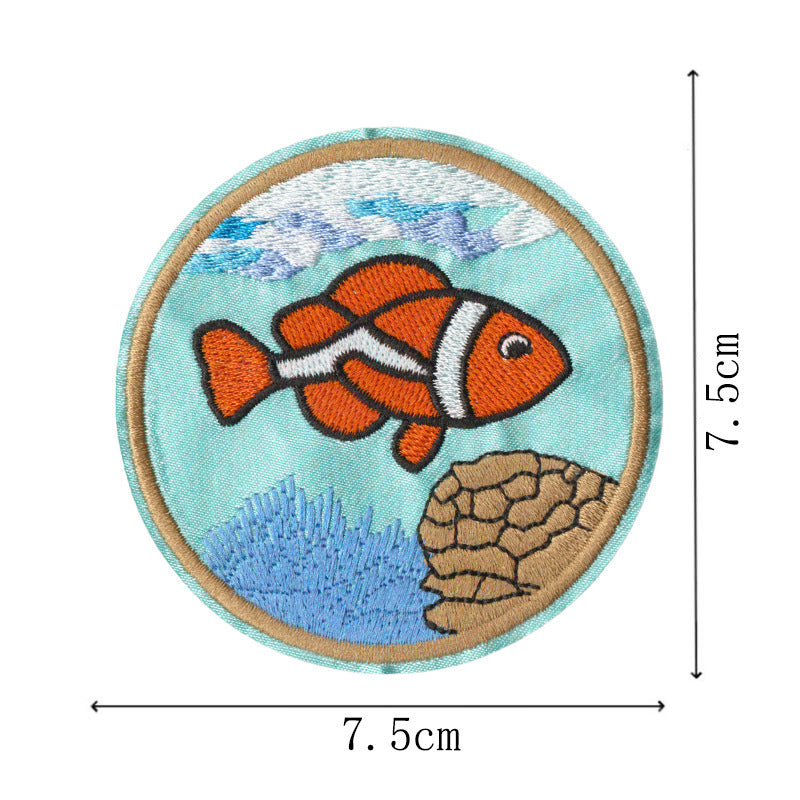 Wholesale Ocean Animal Seaweed Embroidery Patches 9 Piece Sew On Appliques Stylish DIY Craft Accessory For Clothing Towels Gift