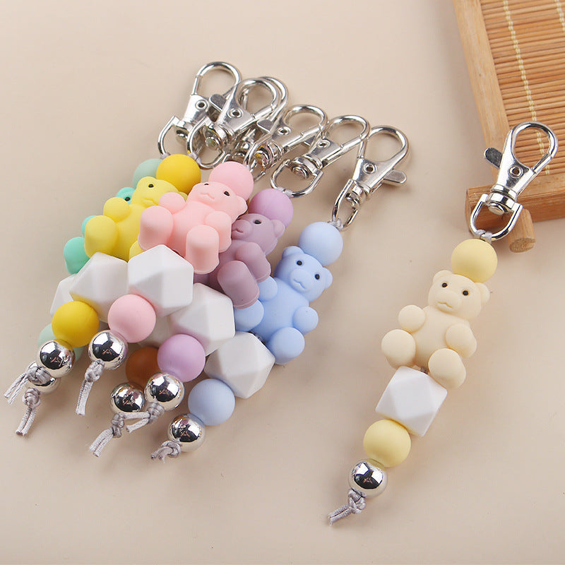 Wholesale Cartoon Winnar Silicon Plastic Beads Keychain
