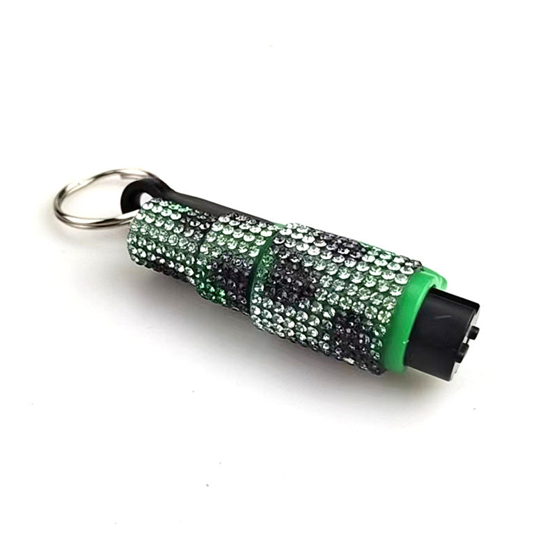 Wholesale Leopard Print Car Key Life Hammer with Diamond Car Plastic Keychain