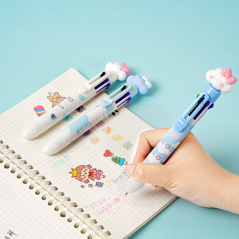 Cloud de plástico al por mayor presione diez bolígrafos de bolsas de color