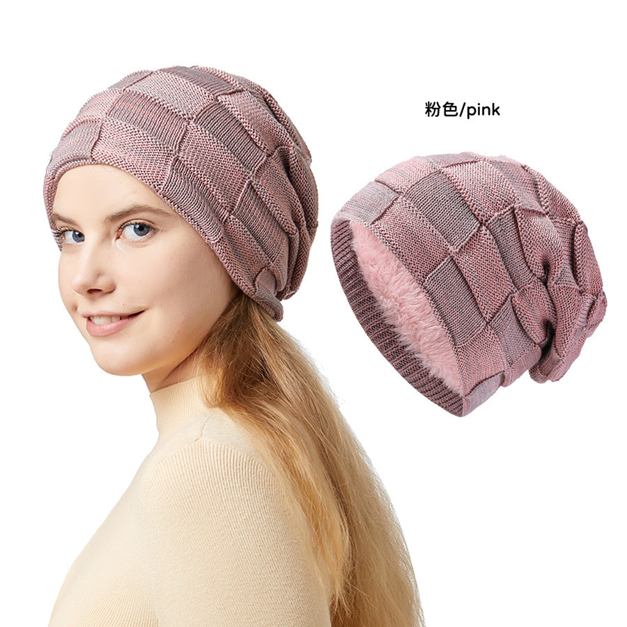 Wholesale Men's Knitted Hats Couple's Style Plus Velvet Ear Protection Pile Pullover Hat