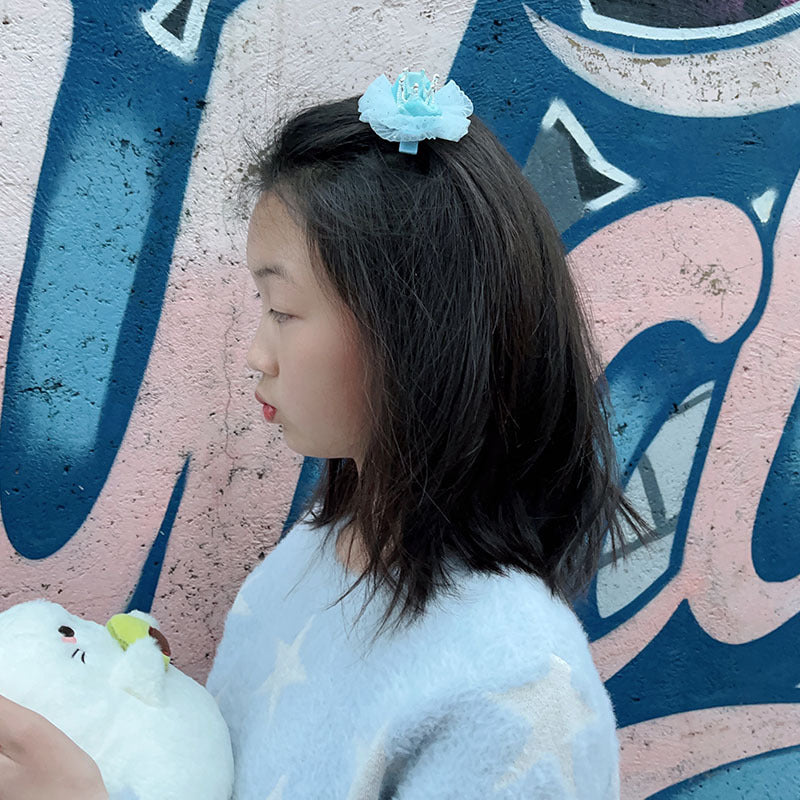 Wholesale Children's mesh flower clip stereo Crown girl hair accessories