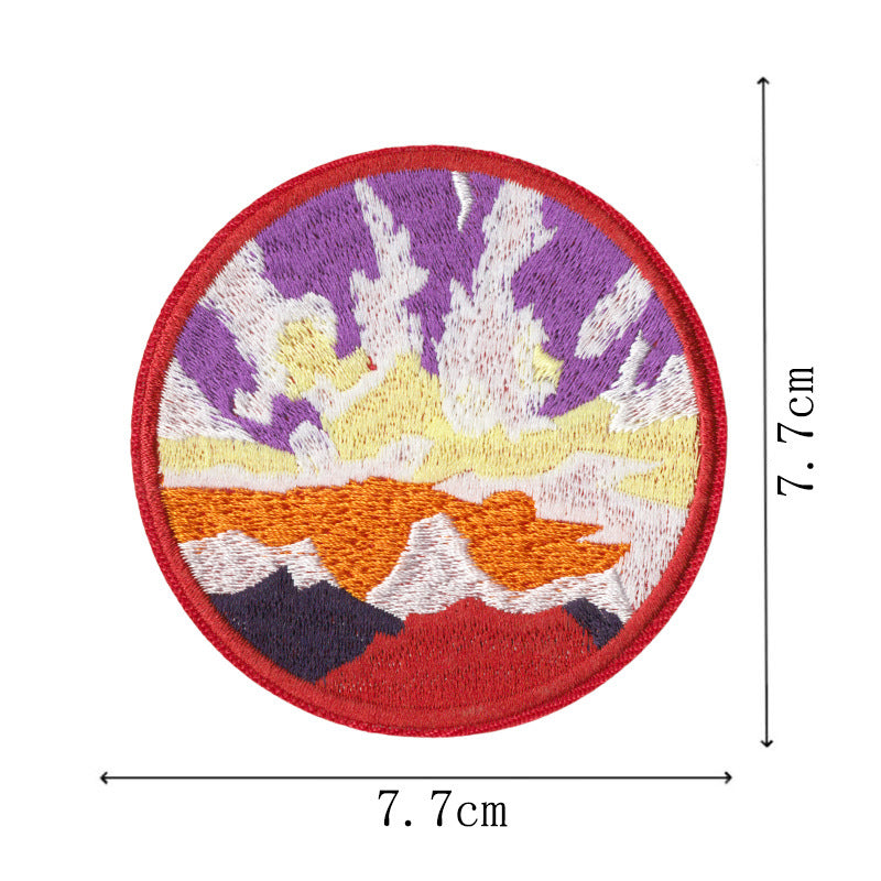 Wholesale Mountain Sunset Ocean Embroidered Iron On Patch Set Of 9 For Outdoor Camping Towel Bag Decorative Gift