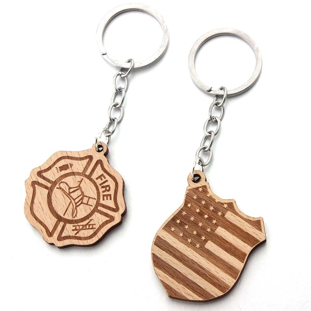 Wholesale Wooden Laser Engraved Bull Head Pendant Keychain