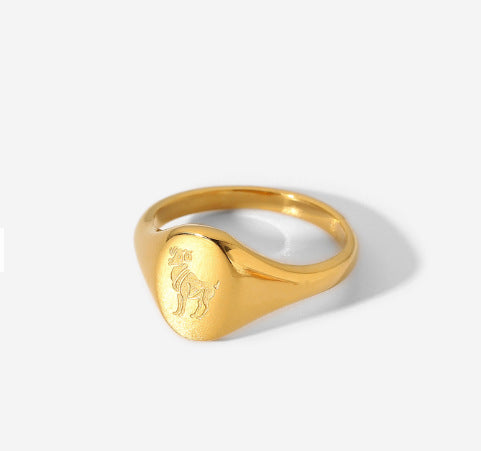 Wholesale Stainless Steel 18k Gold-plated Constellation Men's Medallion Ring