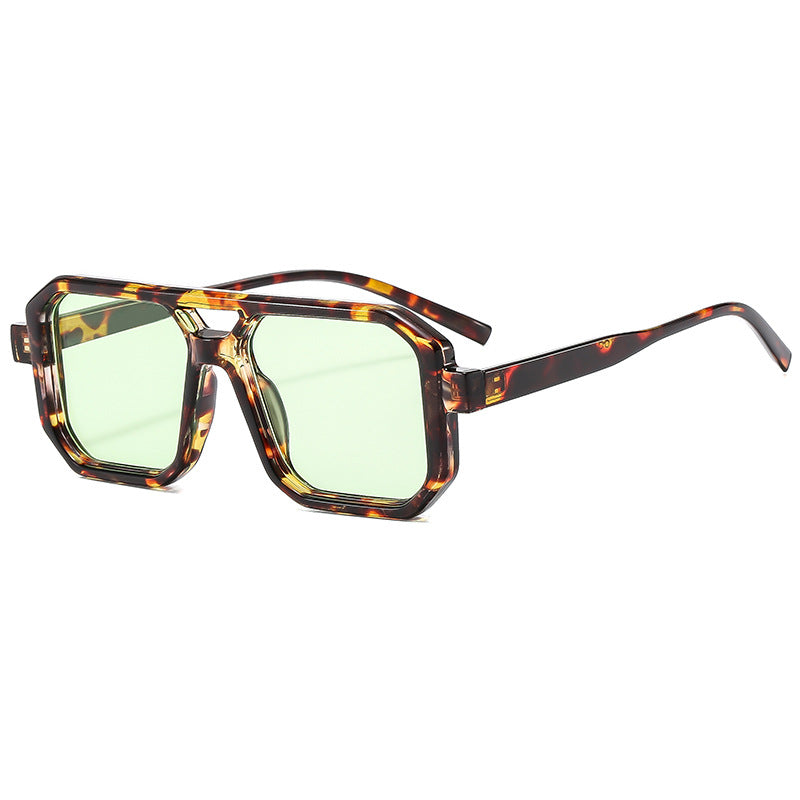 Wholesale Retro Pilot Double Beam Large Frame Sunglasses