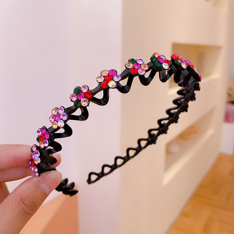 Wholesale Simple Rhinestone Plum Blossom Wave Non-slip Toothed Headband