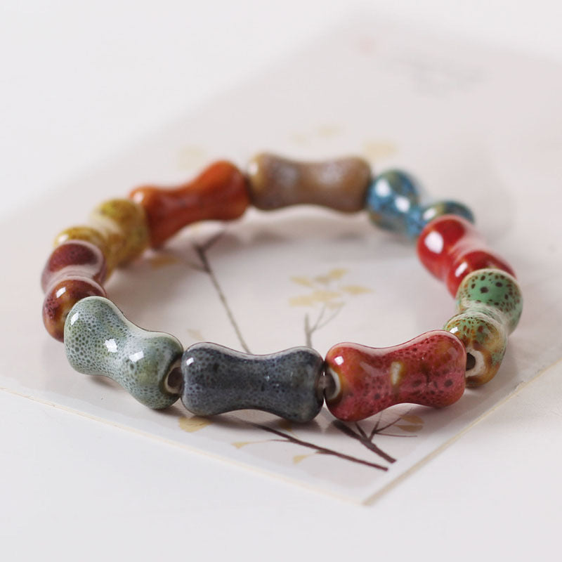 Wholesale Ethnic Style Flower Glaze Ceramic Retro Bracelet