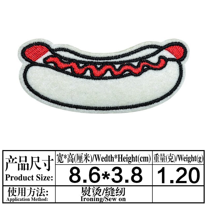 Wholesale Burger Sausage Hot Dog Pizza Cartoon Embroidery DIY Patches
