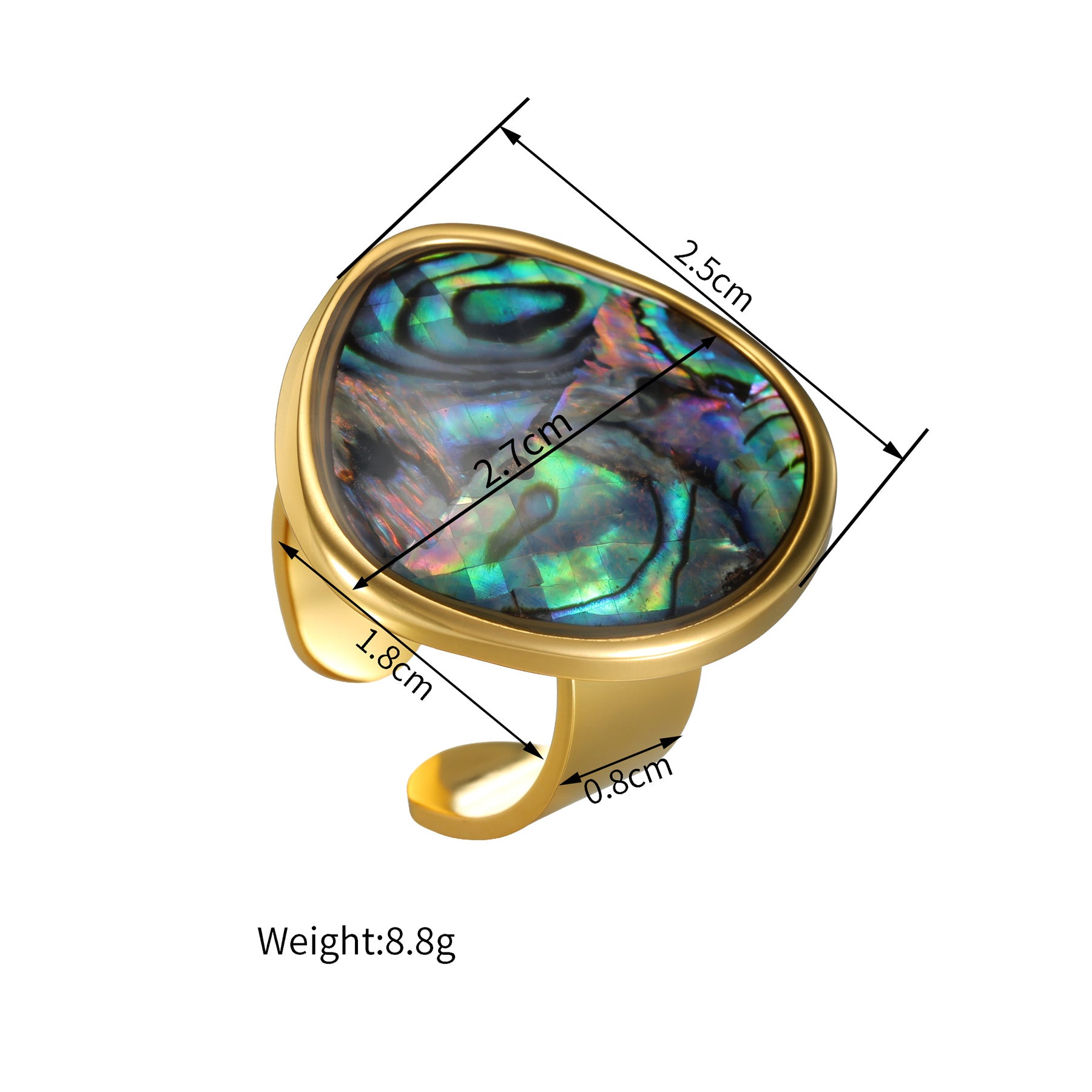 Wholesale French Retro Irregular Abalone Shell Ring Stainless Steel Geometric Jewelry Gift