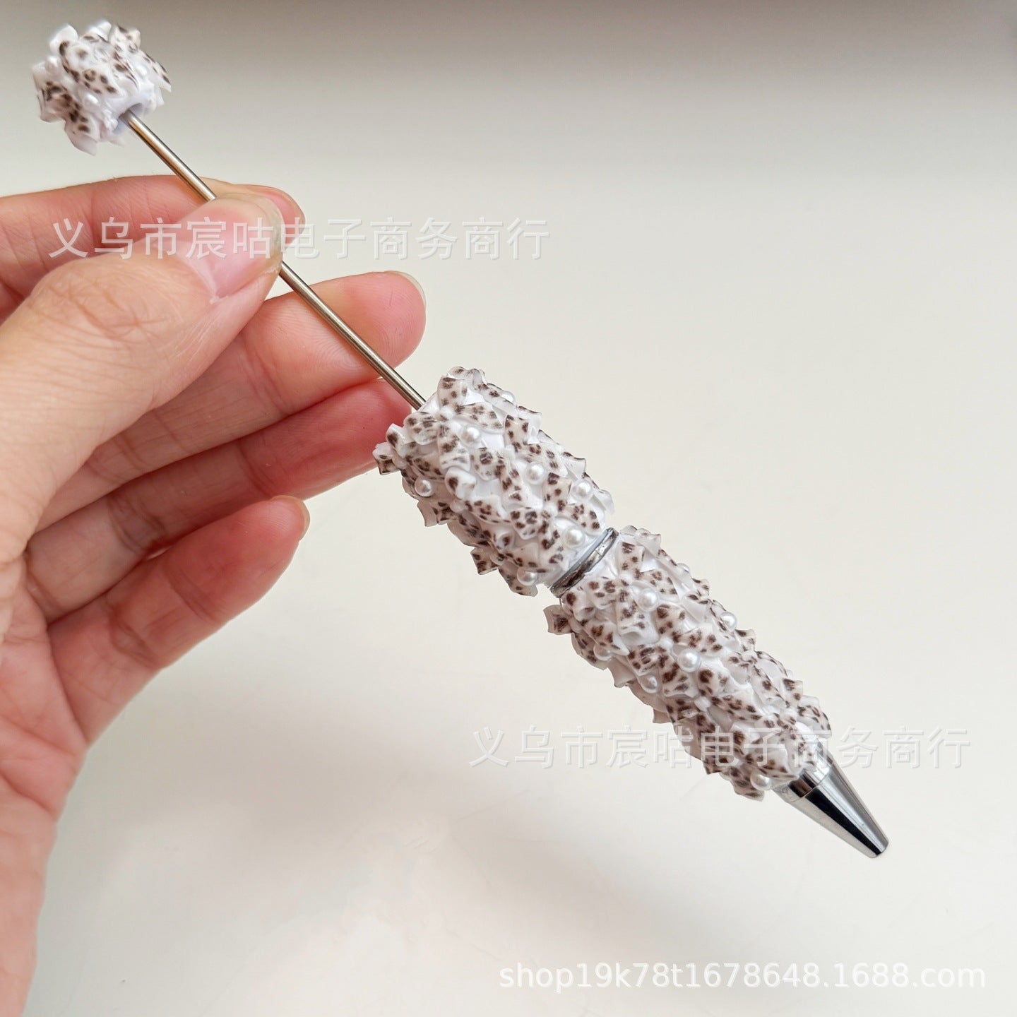 Wholesale 2pcs Leopard Print Bow Pearl Full Diamond DIY Beadable Pen