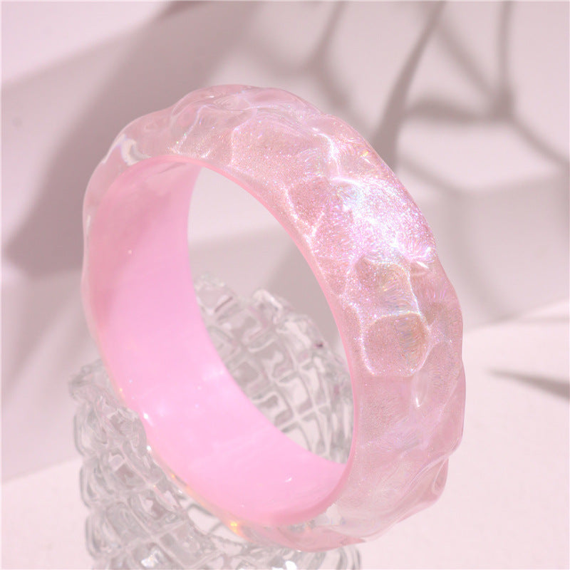 Wholesale Round Colorful Glitter Acrylic Bracelet Casual Round Mermaid Resin Bracelet