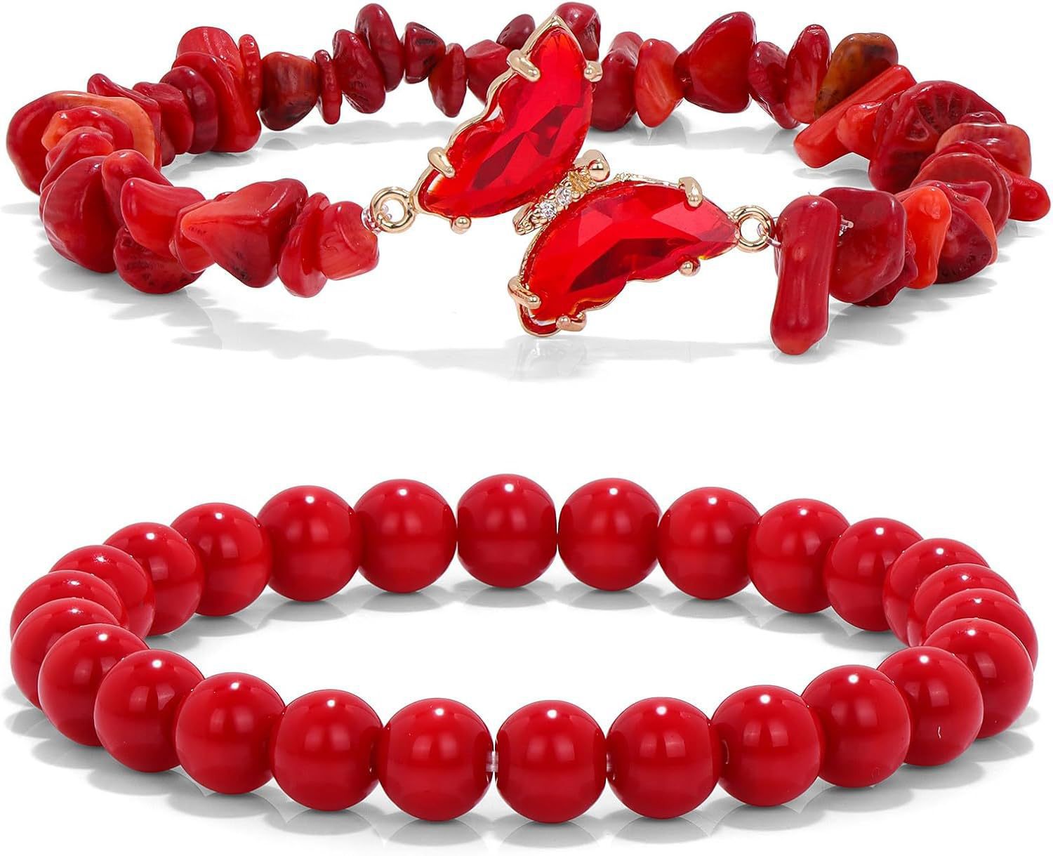 Wholesale  Natural Stone Amethyst Butterfly Pendant Layered Bracelet Set