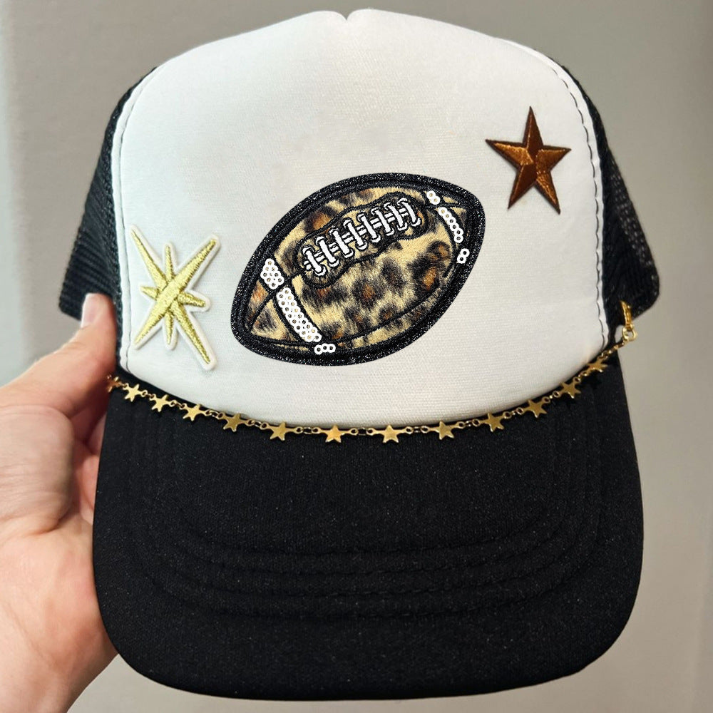 Wholesale Leopard Print Sequined Rugby Iron On Embroidery Patch For DIY Hat Coat Decoration Fashion Accessory