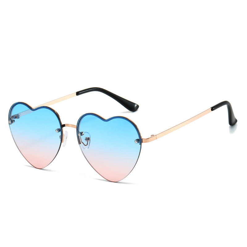 Wholesale Heart Half Frame Fashion Sunglasses
