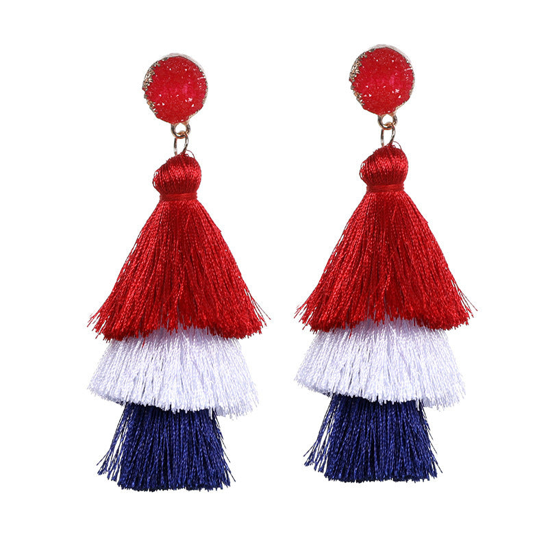 Wholesale Trendy Christmas Tree Bell Tassel Earrings For Women Alloy Hand Woven Long Drop Jewelry Gift Boutique Resale