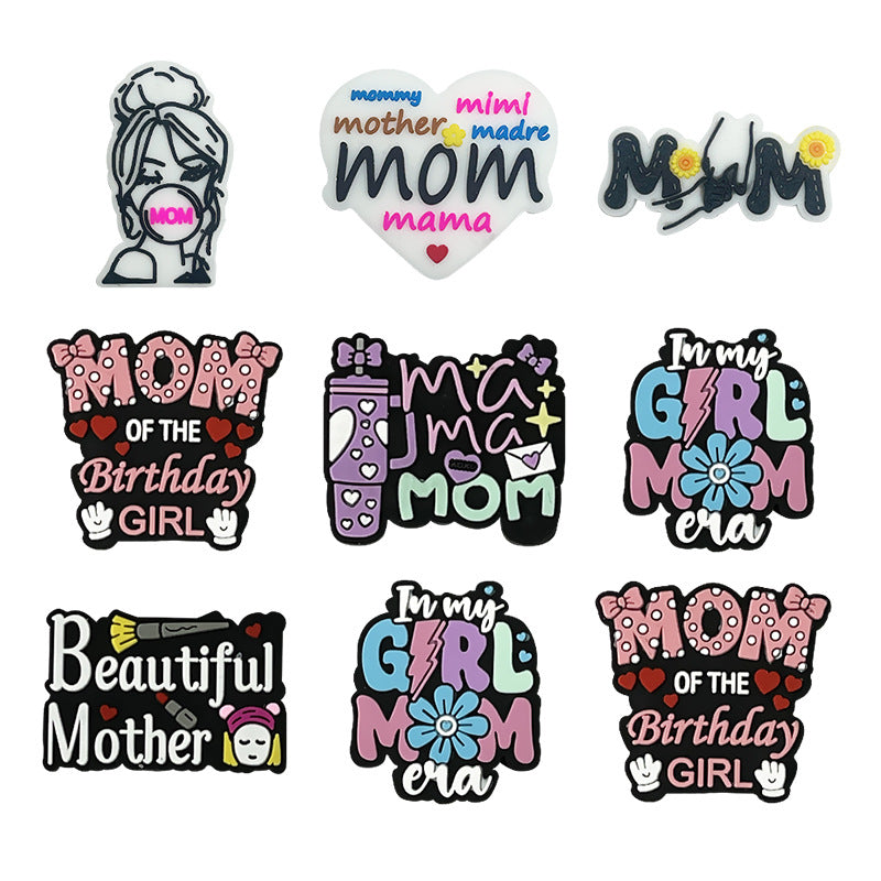 Wholesale 10pcs/pack Mother' s Day Epoxy Letter MOM Focus Beads DIY Beading