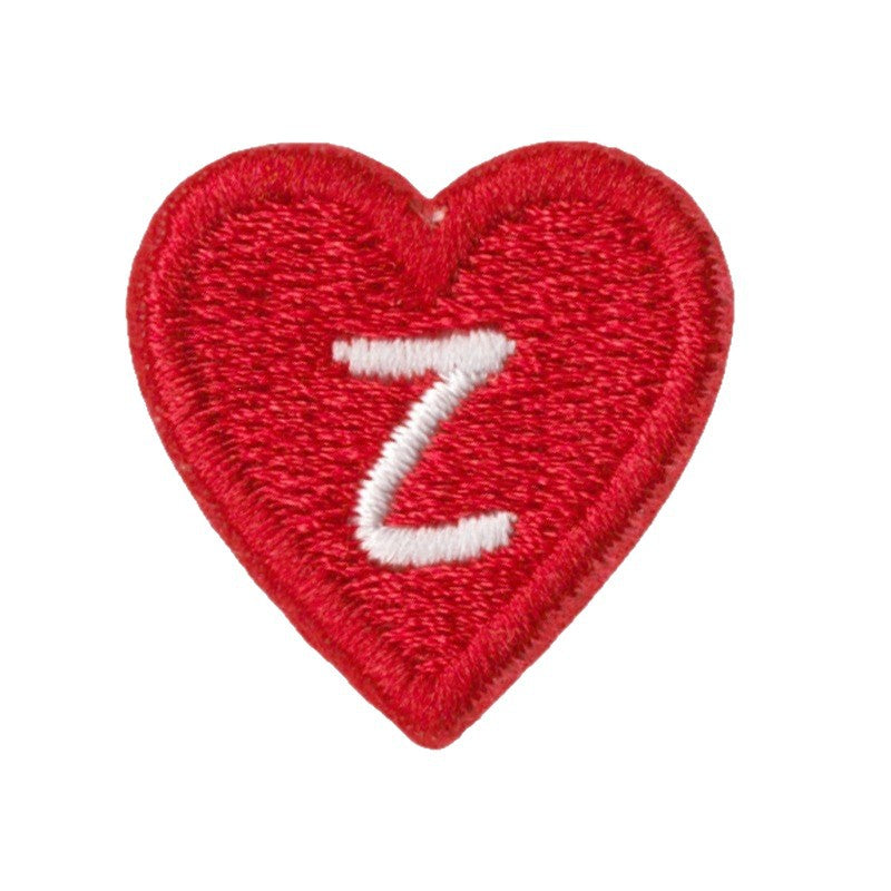 Wholesale 26 Piece Polyester Cotton Embroidered Letter And Heart Patches Colorful DIY Iron On Stickers For Clothing Bags Towels Craft Supply Gift