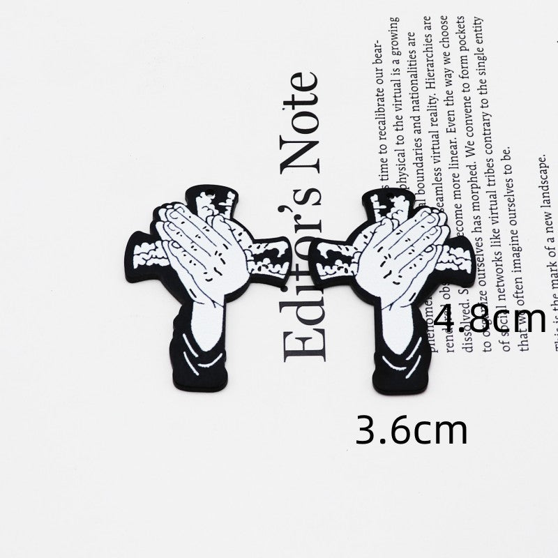 Wholesale 10pcs Double-sided Color Black and White Cartoon DIY Accessories