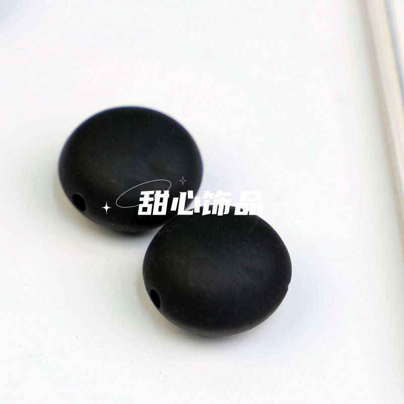 Wholesale 10pcs Macaron Color Rubber Beads Straight Hole Flat Round Beads Diy Jewelry Accessories