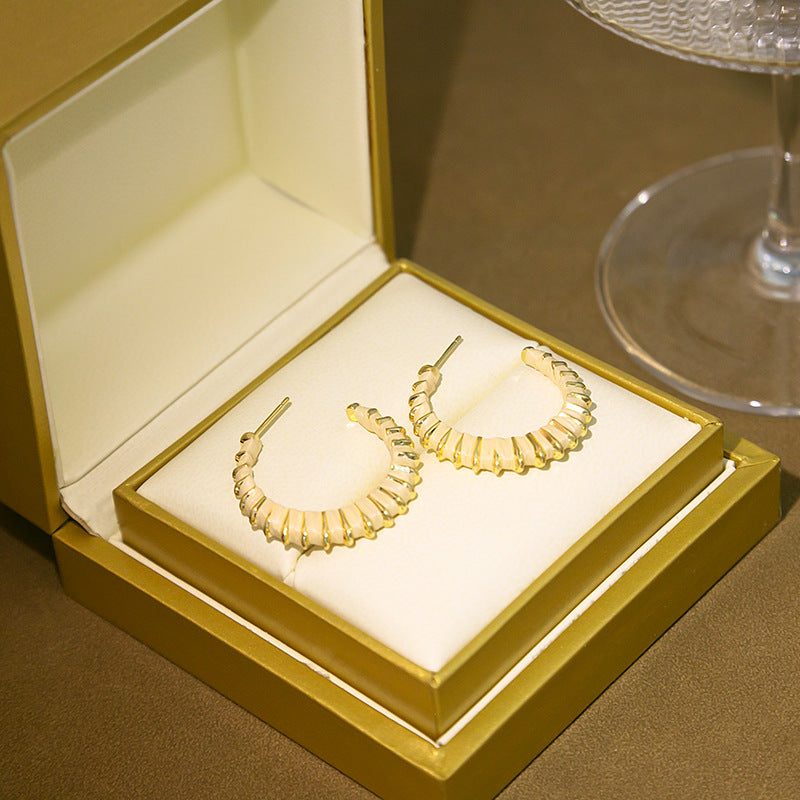 Wholesale of New Products In 2023, Colorful Color Matching C-shaped Metal Earrings