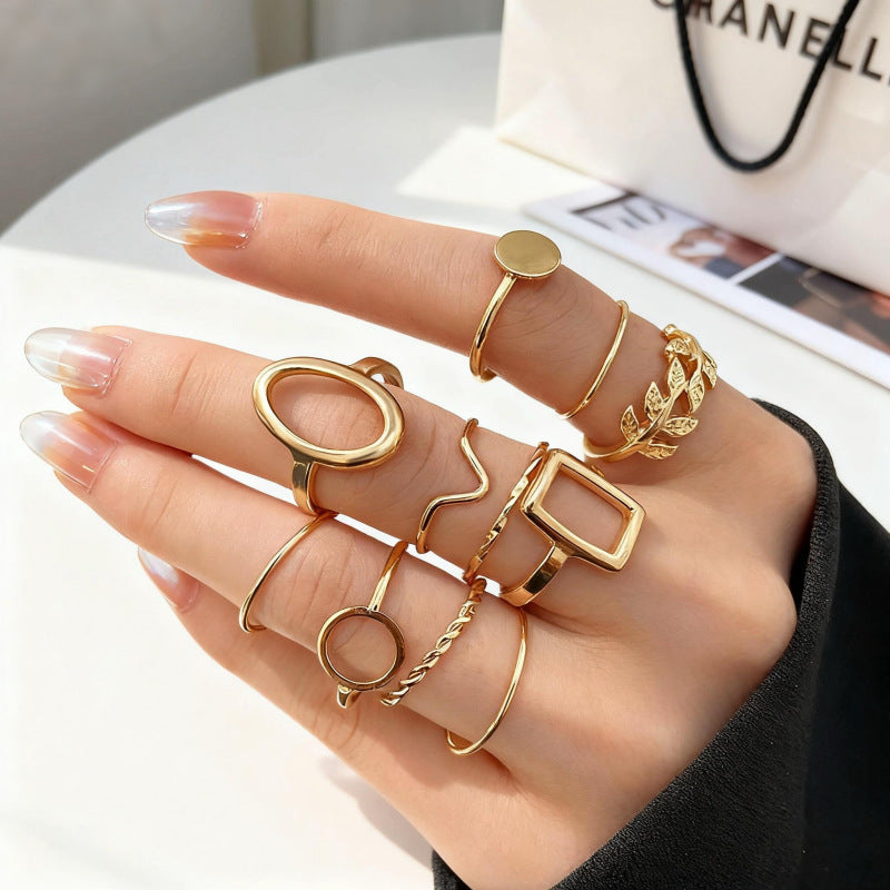 Wholesale Geometric Retro Irregular Diamond Set Ring Set