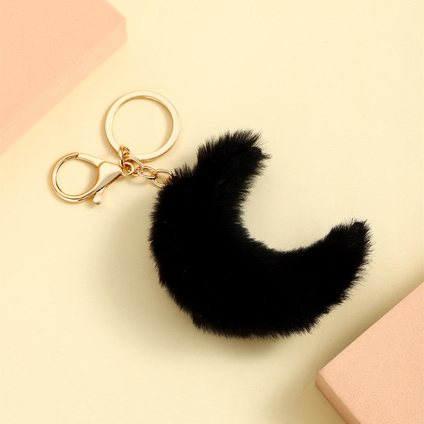 Wholesale Cute Furry Moon Pom Pom Plush Keychain Pendant