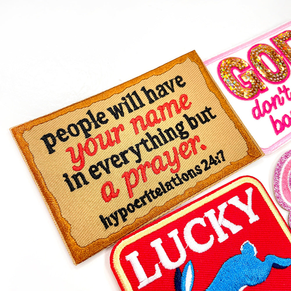 Wholesale Lucky Rabbit Themed Iron On Embroidered Patch Mixed Letters Fashion Accessory For Shoes Hats Boutique Gift