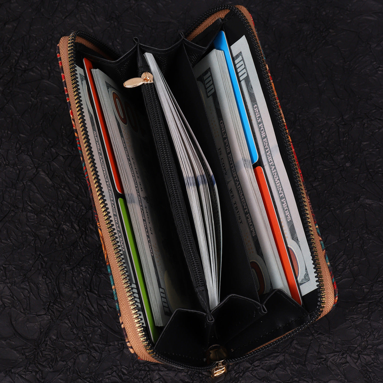 Wholesale PU Multifunctional Wood Grain Retro Wood Grain Long Wallet