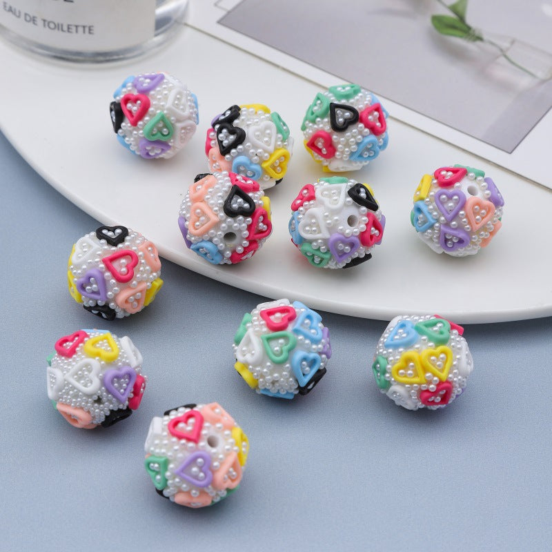 Wholesale 10pcs Pearl Flower bayberry Ball Diamond Ball Acrylic Beads