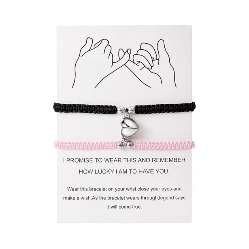 Wholesale Hand woven black and white Mobius ring adjustable bracelet