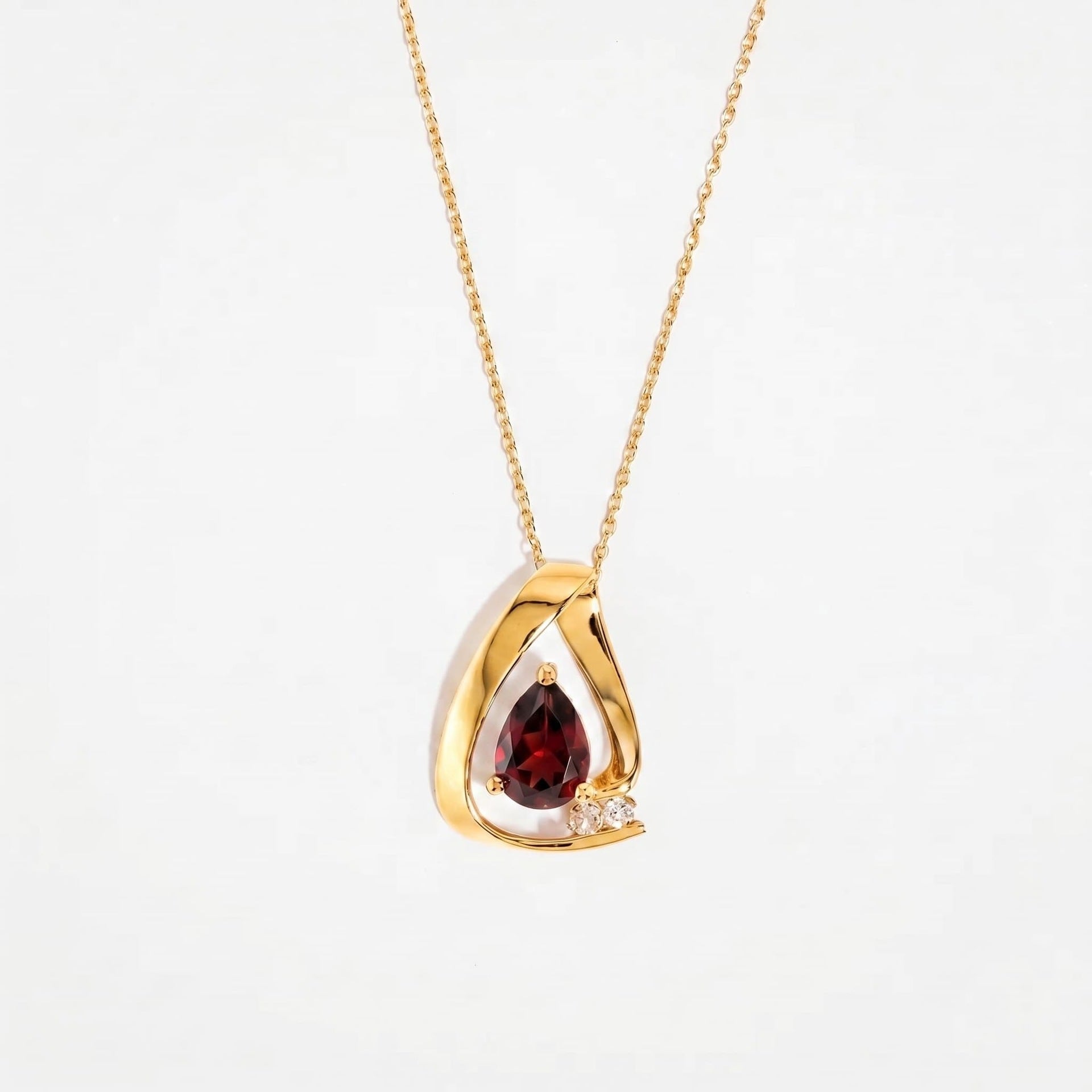 Wholesale Trendy Water Drop Red Zircon Necklace 18K Gold Plated Stainless Steel December Birthstone Gift Boutique Resale