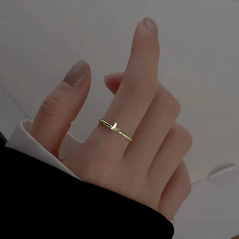 Wholesale Sterling Silver Gold Plated Small Butterfly Ring