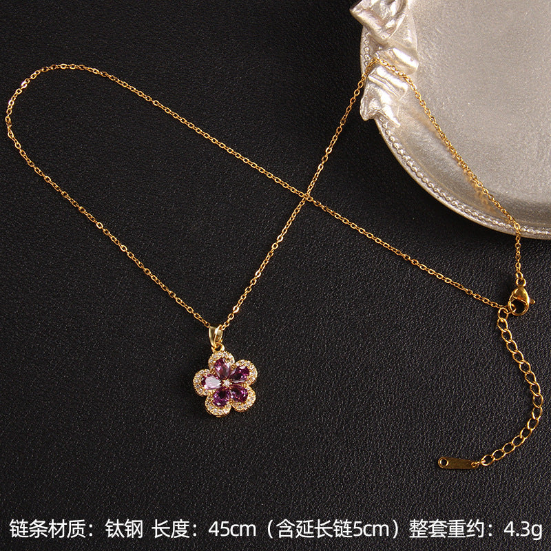 Wholesale Four-leaf Clover Flower Necklaces Pendant Clavicle Chain