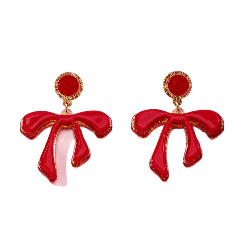 Wholesale Red Bow Acrylic Earrings