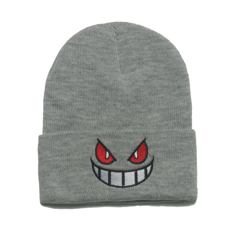 Wholesale Autumn and Winter Cartoon Big Mouth Red Eyes Embroidered Acrylic Knitted Hat