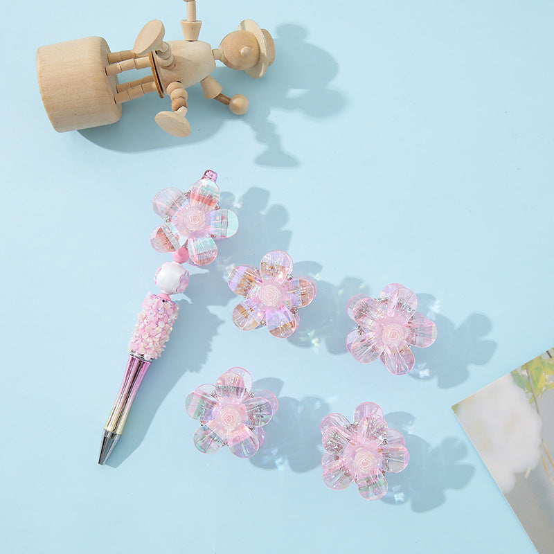 Wholesale 10pcs Heavy Industry Pink Flower Acrylic Handmade Sakura Accessories DIY Beads