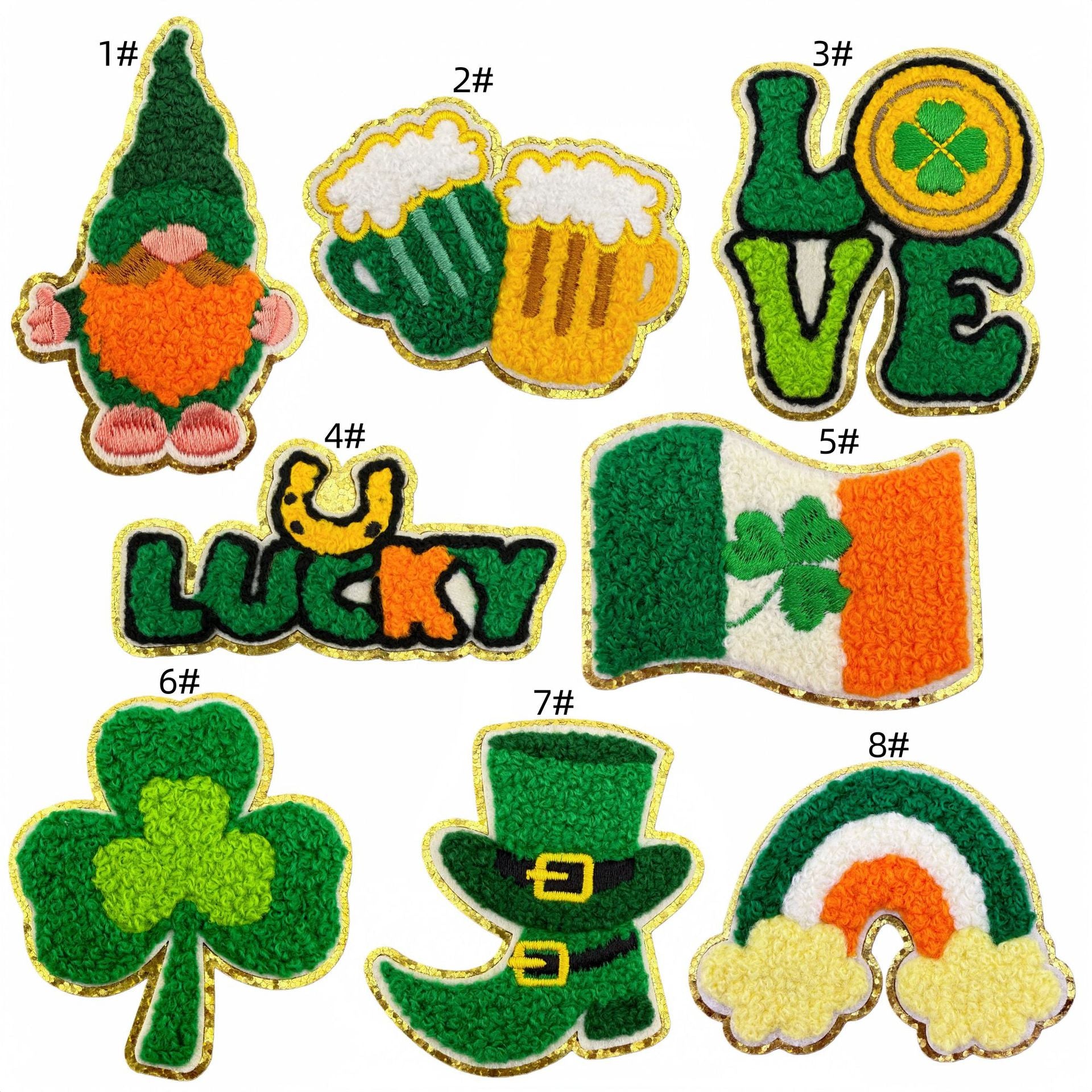 Wholesale St.  Patrick' s Day Lucky Clover Beer Embroidery DIY Patches