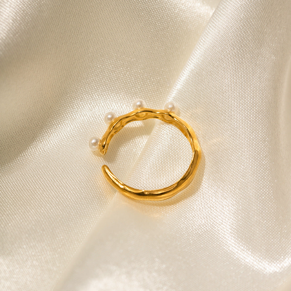 Wholesale Stainless Steel Pearl Open Ring