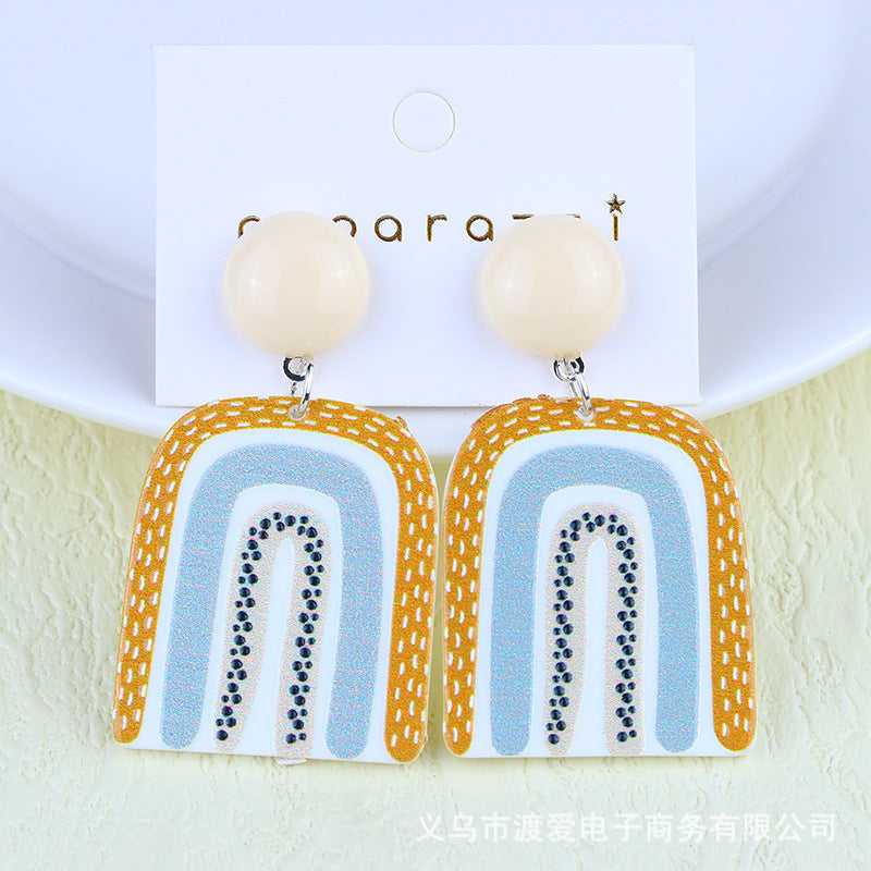 Wholesale Rainbow contrast summer acrylic earrings