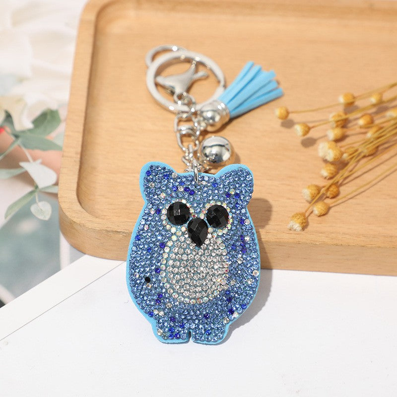 Wholesale 12pcs  cartoon owl rhinestone keychain