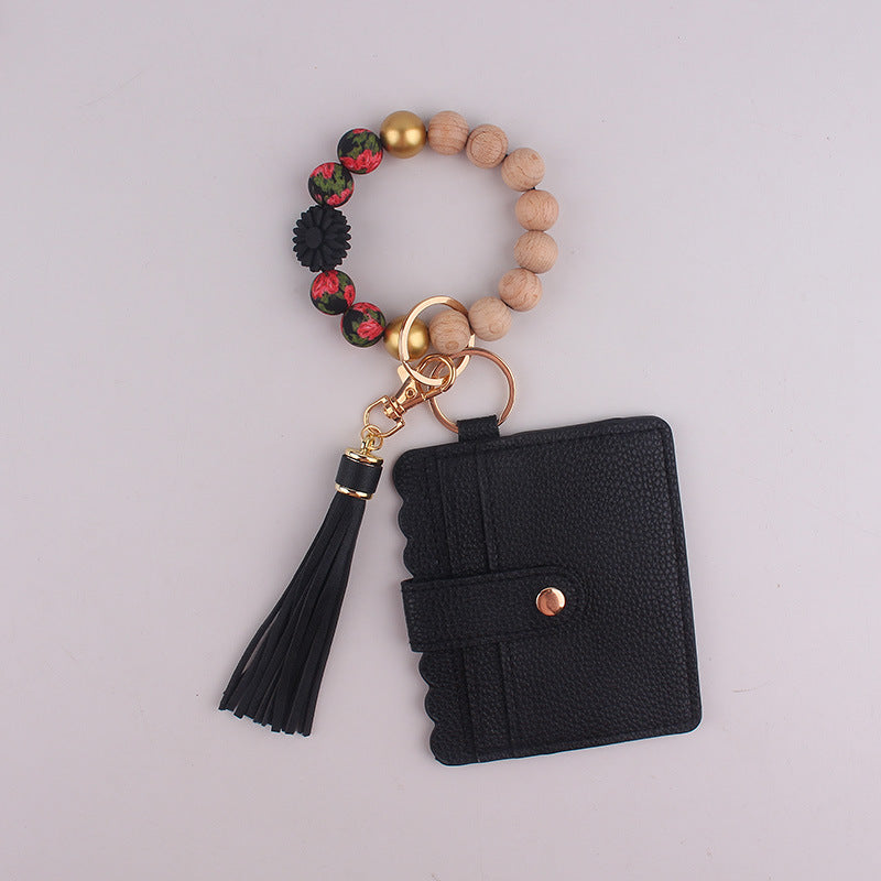 Wholesale Silicone Handmade Beaded Wristlet Keychain