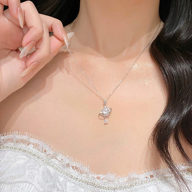 Wholesale 999 Sterling Silver Necklace Women's Summer Pendant Collarbone Chain Tanabata Gift for Girlfriend