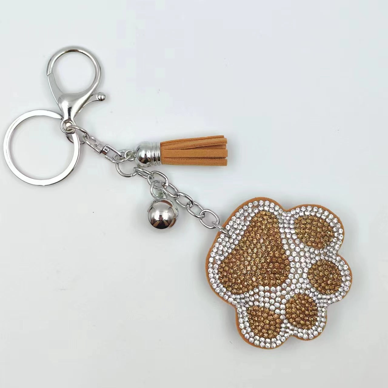Wholesale diamond creative cartoon bear paw keychain bag tassel pendant
