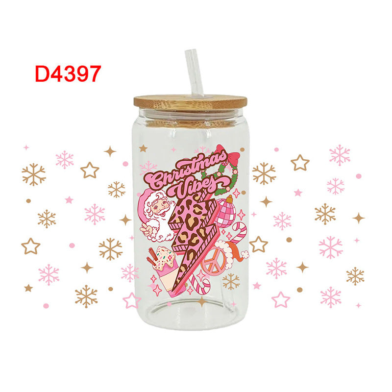 Wholesale Colorful Christmas Series  16oz Cup UV DTF Wraps