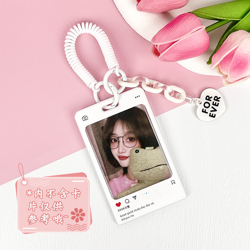 Wholesale plastic transparent card holder student ID holder embossed card holder keychain