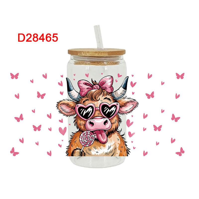 Wholesale Pink calf 16oz Cup UV DTF Wraps